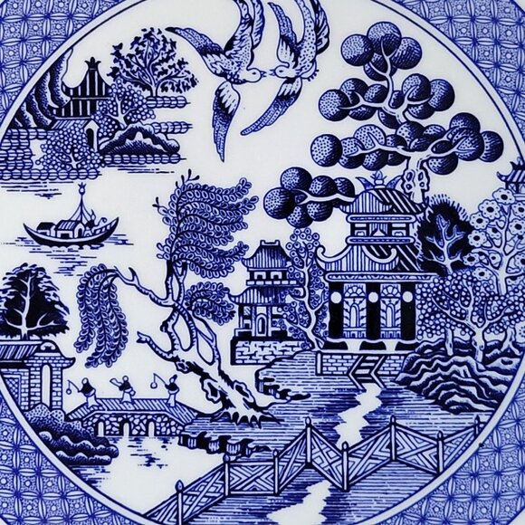 Vtg Arklow Ireland Blue Willow Dinner Plate 10.5", Blue & White Grandmillennial - Picture 2 of 5